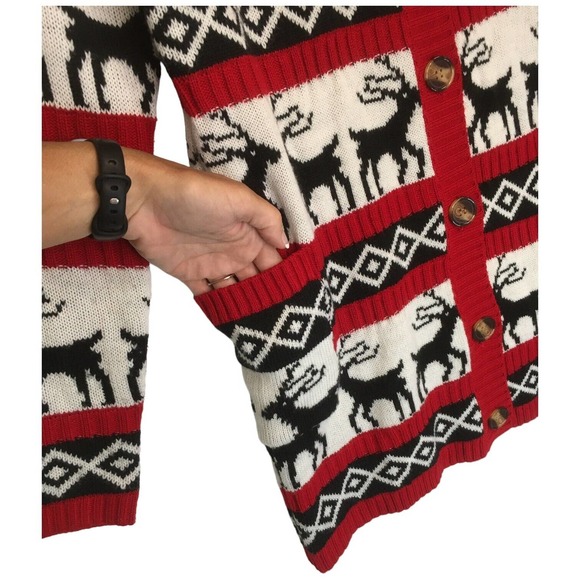 Merry Christmas Womens Size Small Cardigan Knit Sweater Holiday Long Sleeve Red - Picture 6 of 14
